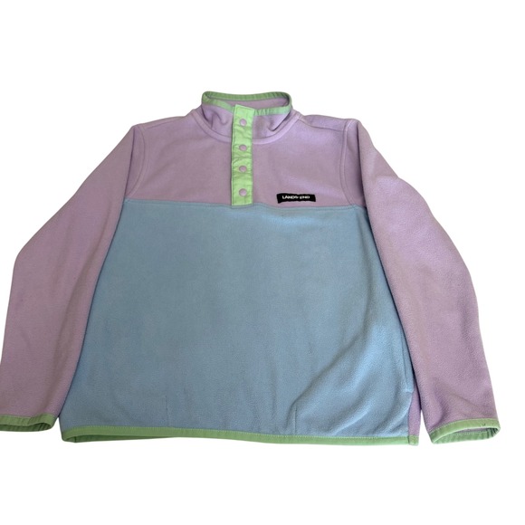 Lands' End Other - Lands End Kids M 8 Colorblock Fleece Pullover Snap Mock Neck Purple Blue Green